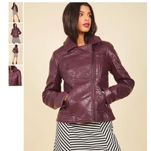Moto You Than Meets the Eye Jacket in Raisin in XL